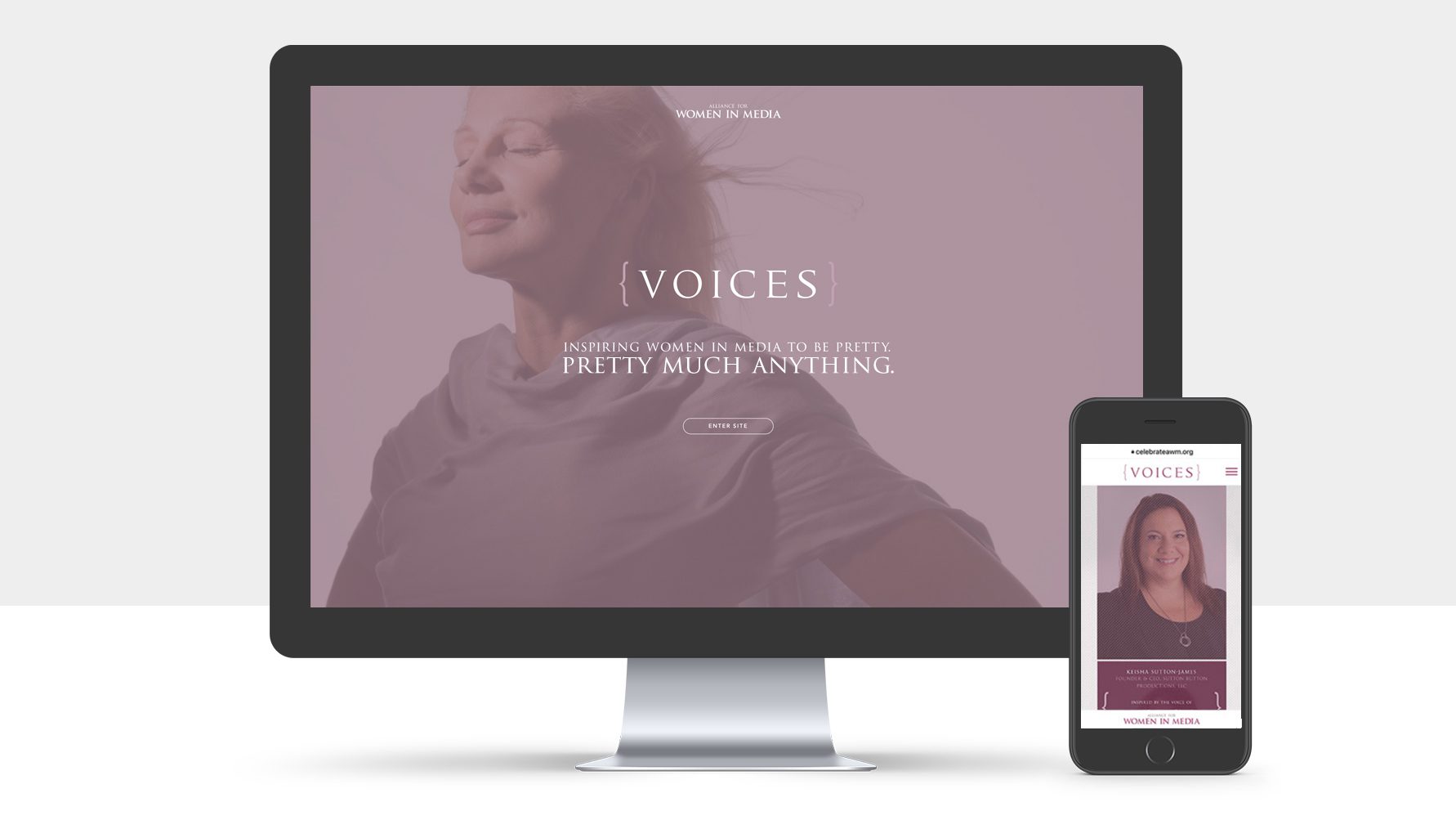Alliance for Women in Media home page on monitor