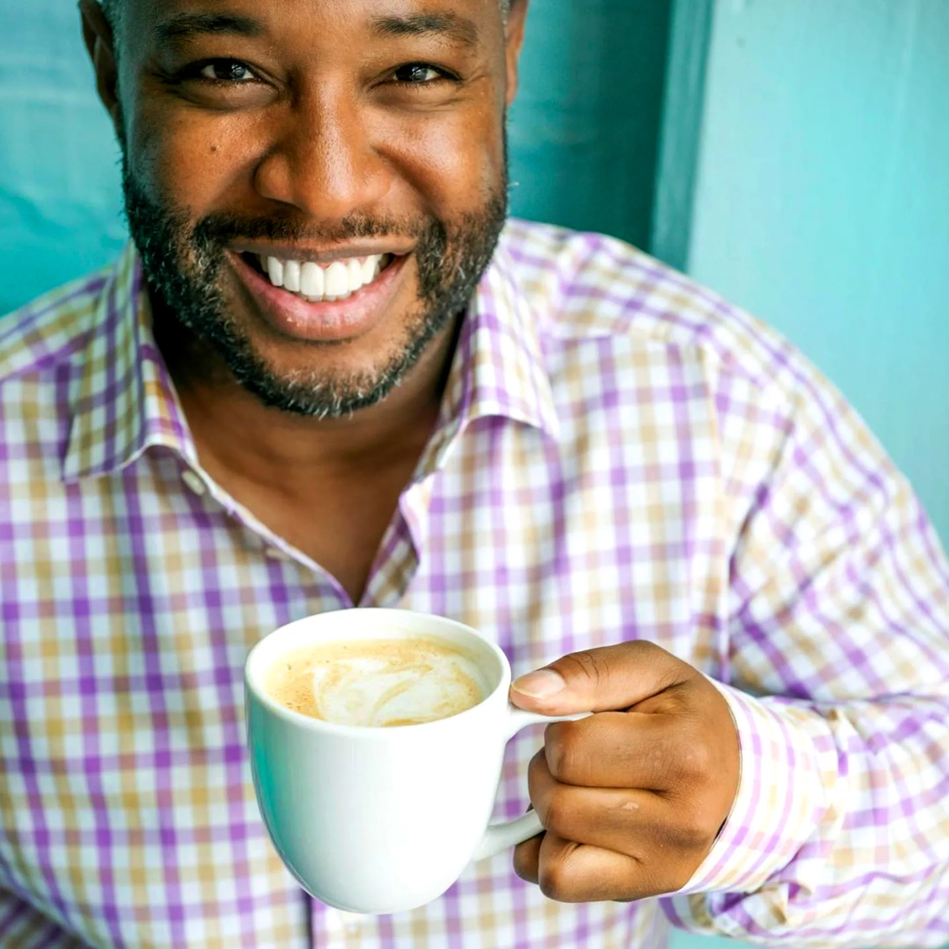 Man enjoying a coffee.