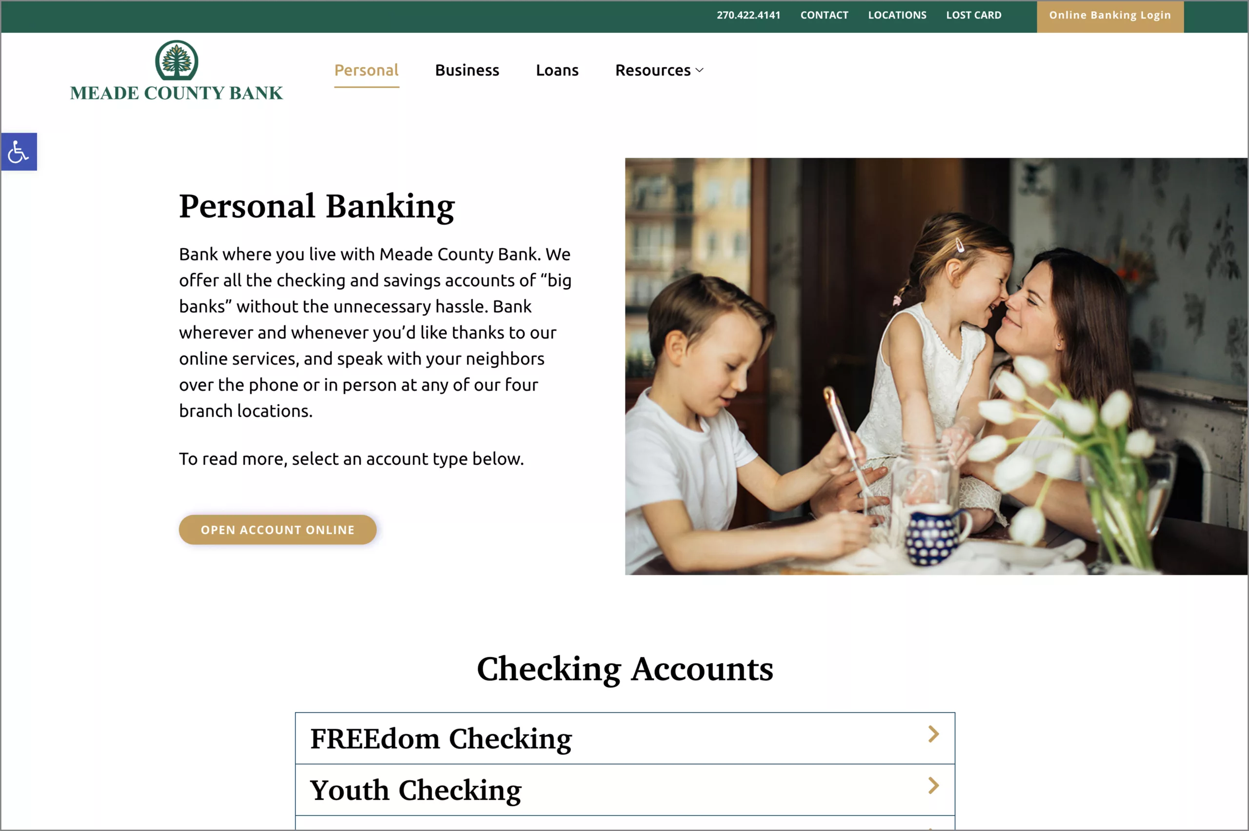 Meade County Bank home page.