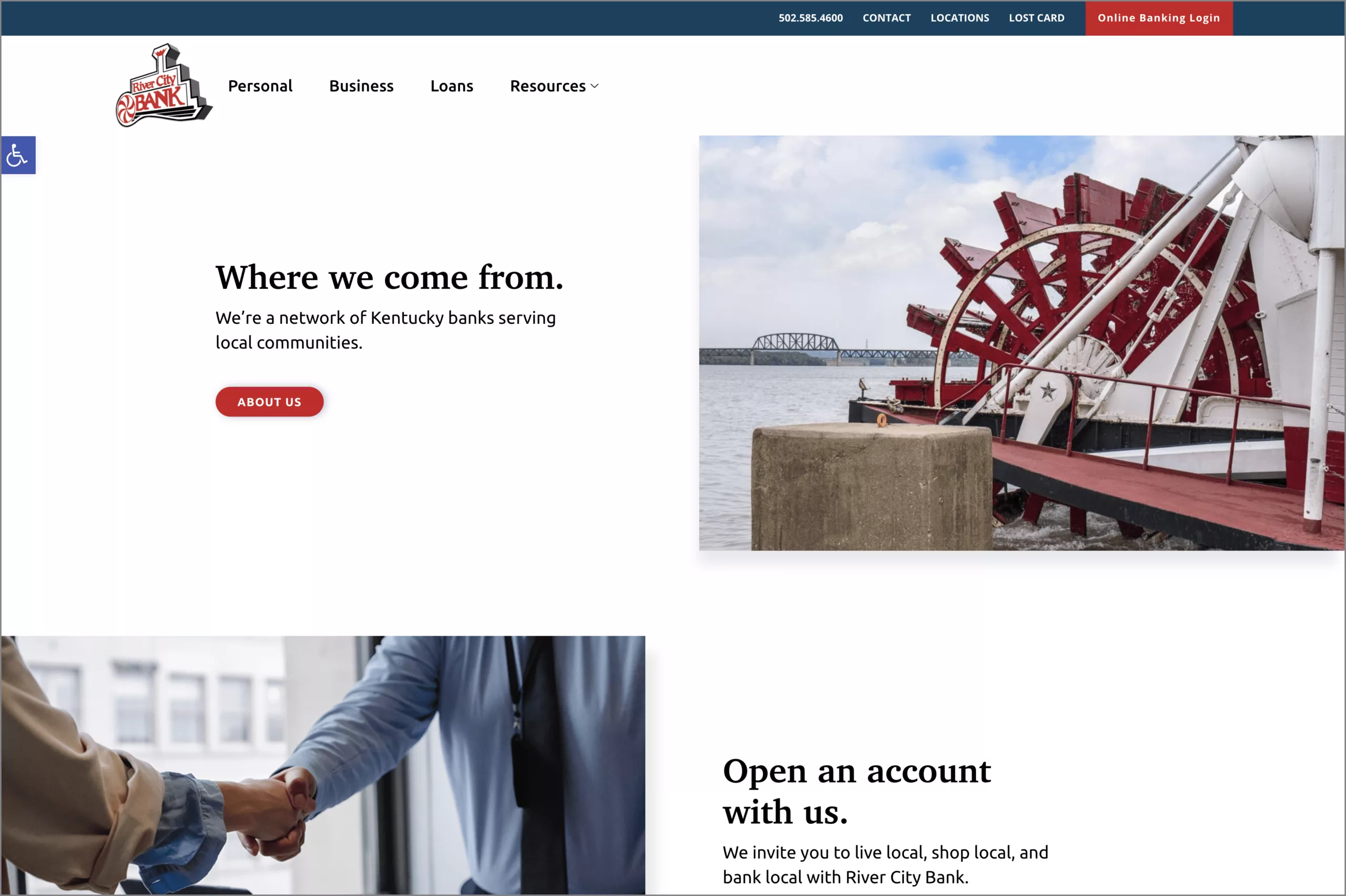 River City Bank home page.