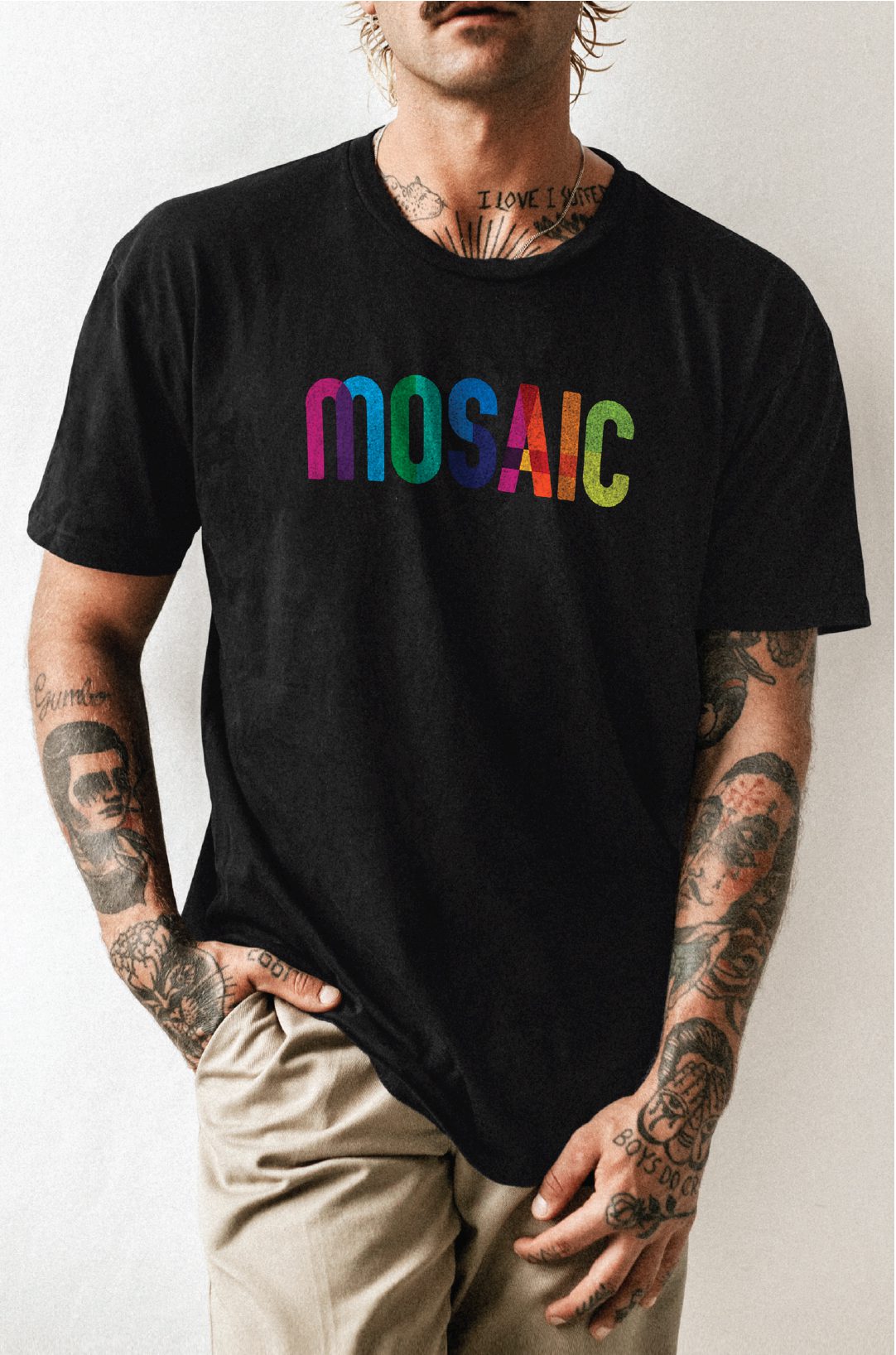 Mosaic logo on t-shirt
